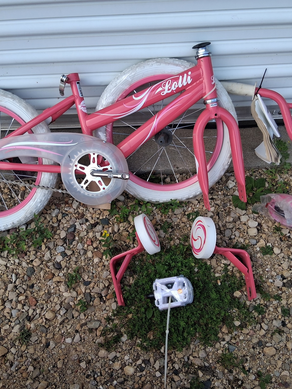 Lolli Pink Kids' Training Bike Frame with White Wheels